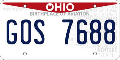 OH license plate GOS7688