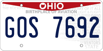 OH license plate GOS7692
