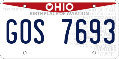 OH license plate GOS7693