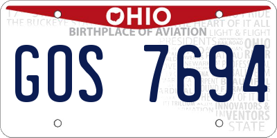 OH license plate GOS7694