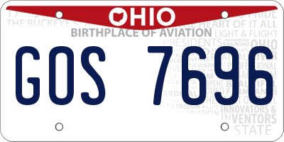 OH license plate GOS7696