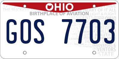 OH license plate GOS7703