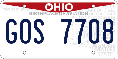 OH license plate GOS7708