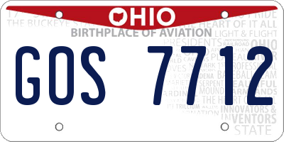OH license plate GOS7712