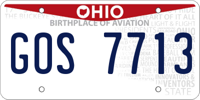 OH license plate GOS7713