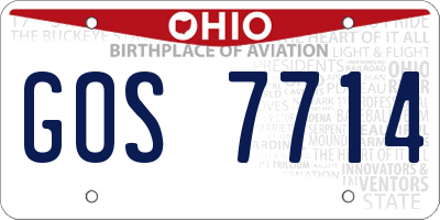 OH license plate GOS7714
