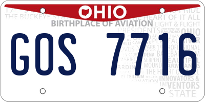 OH license plate GOS7716