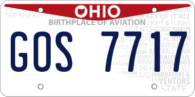 OH license plate GOS7717