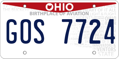 OH license plate GOS7724