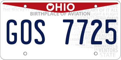 OH license plate GOS7725