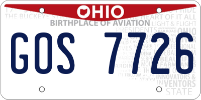 OH license plate GOS7726