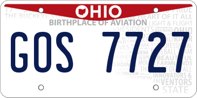 OH license plate GOS7727