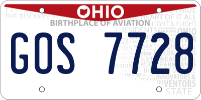 OH license plate GOS7728