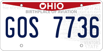 OH license plate GOS7736