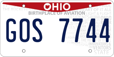 OH license plate GOS7744