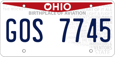 OH license plate GOS7745