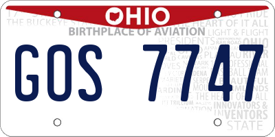OH license plate GOS7747