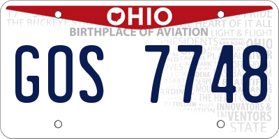 OH license plate GOS7748