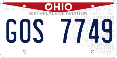 OH license plate GOS7749