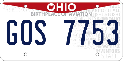 OH license plate GOS7753