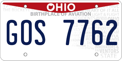OH license plate GOS7762