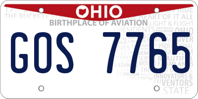 OH license plate GOS7765