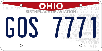 OH license plate GOS7771