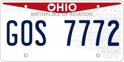 OH license plate GOS7772