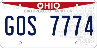 OH license plate GOS7774