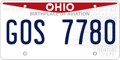 OH license plate GOS7780