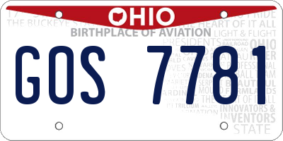 OH license plate GOS7781