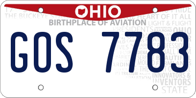 OH license plate GOS7783