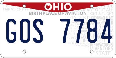 OH license plate GOS7784