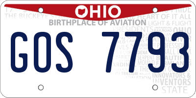 OH license plate GOS7793