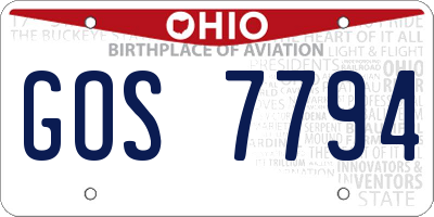 OH license plate GOS7794