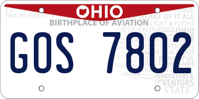 OH license plate GOS7802