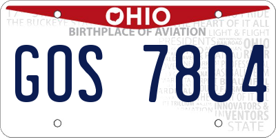 OH license plate GOS7804