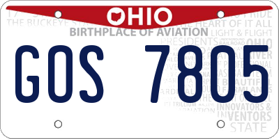 OH license plate GOS7805