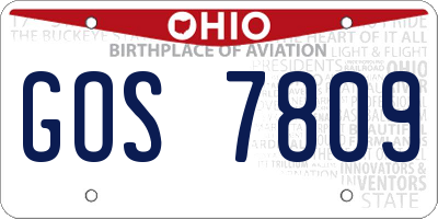 OH license plate GOS7809