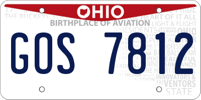 OH license plate GOS7812