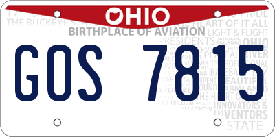 OH license plate GOS7815