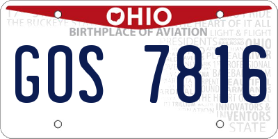 OH license plate GOS7816