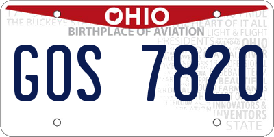 OH license plate GOS7820