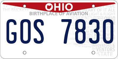 OH license plate GOS7830