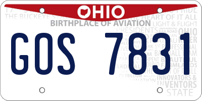 OH license plate GOS7831