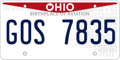 OH license plate GOS7835