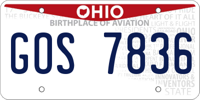 OH license plate GOS7836