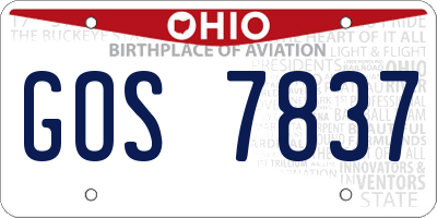 OH license plate GOS7837