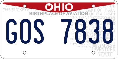 OH license plate GOS7838