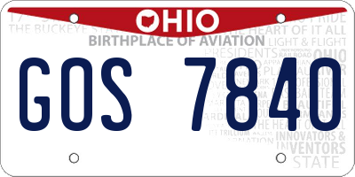 OH license plate GOS7840
